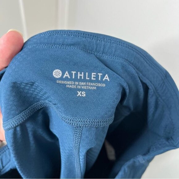 Athleta Womens Size XS Donny Be Free Capri Pant Teal Blue Legging Reflective - Picture 7 of 10